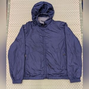 Zegna Sport Light Shell Hideaway Hood Windbreaker Navy Blue Men's Size Large